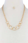 Rhinestone Oval Shape Linked Necklace