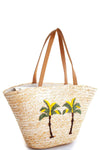 Chic Modern Natural Straw Woven Palm Tree Shopper Bag