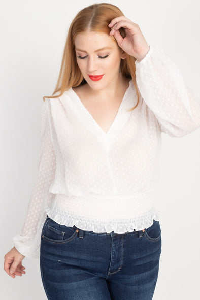 Waist Smoking V Neck Blouse