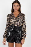 Animal Print Wrap Bodysuit