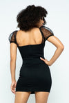 Stretchable Tight Mini Dress With Hot-fix Details And Center Back Open Zippered