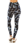 Long Yoga Style Banded Lined Abstract Printed Knit Legging With High Waist.