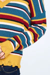 Multi-colored Variegated Striped Knit Sweater