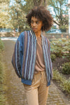 A Woven Jacket That Features Tribal Striped Accents