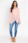 Flounce Hem Polka Dot Blouse