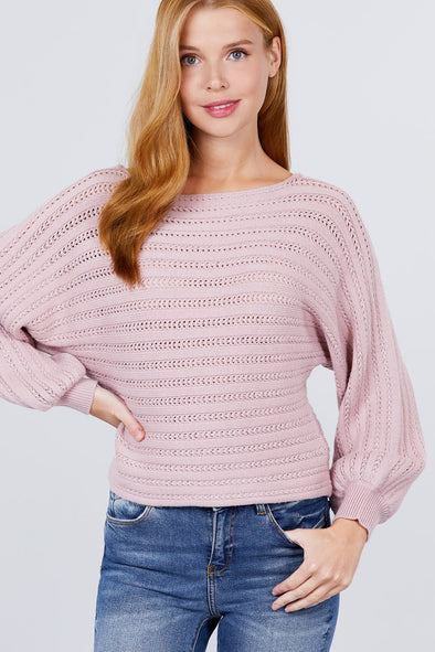 Dolman Sleeve Boat Neck Sweater