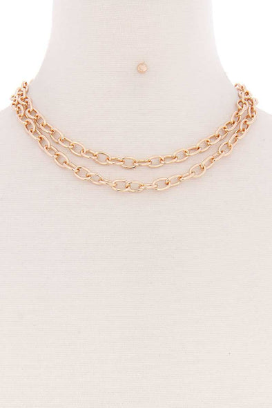 2 Simple Chain Metal Layered Necklace