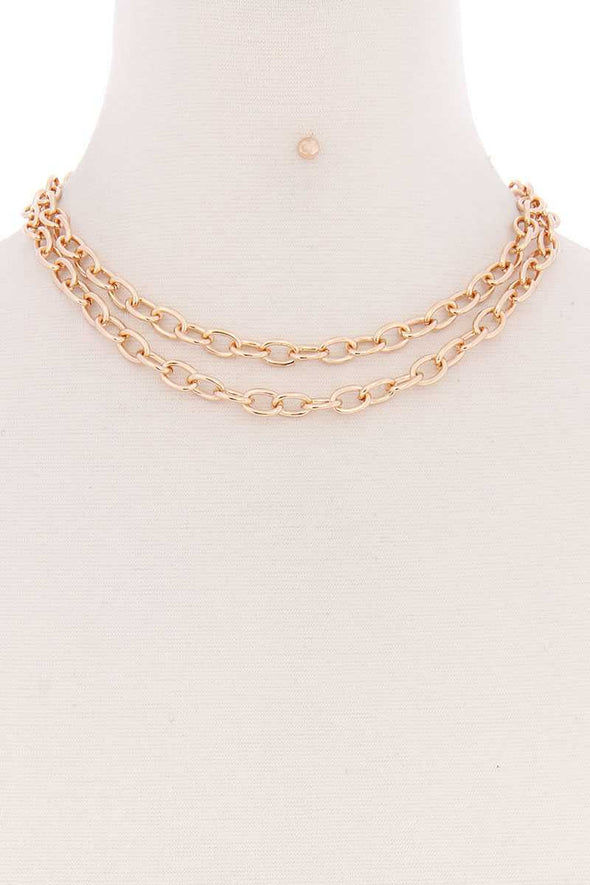 2 Simple Chain Metal Layered Necklace