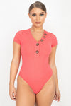 Button V-neck Bodysuit