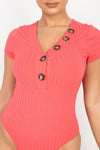 Button V-neck Bodysuit