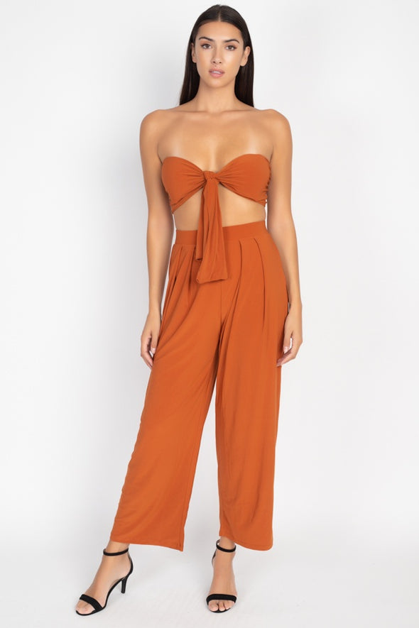 Front Tie Top & Pants Set