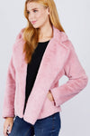 Notched Collar Open Front Jacket
