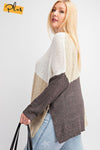 Color Block Long Sleeve Knitted Sweater Top