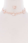 Butterfly Metal Stone Stud Link Chain Necklace Earring Set