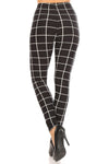 Plaid High Waisted Leggings With Elastic Waist And Skinny Fit