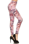 Floral Printed High Waisted Knit Leggings In Skinny Fit With Elastic Waistband