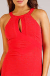 Sexy Holiday Halter Dress With Keyhole Detail