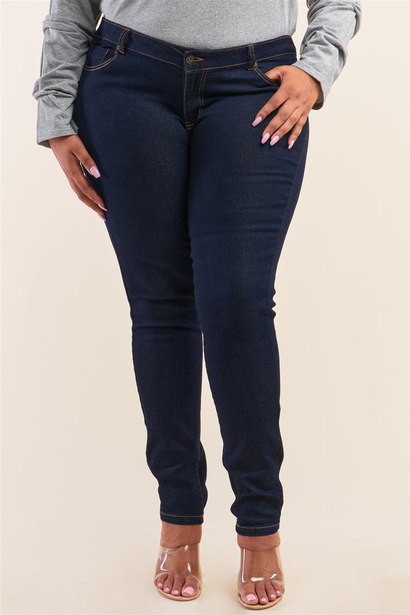 Plus Size Low-mid Rise Straight Cut Denim Pants