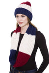 Stripe Pattern Infinity Scarf And Knit Hat Set