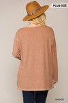 Two-tone Ribbed Tunic Top With Side Slits