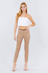 Belted Textured Long Pants