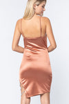 Jewel Strap Satin Cami Mini Dress
