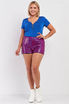 Plus Size Shiny Sequin High Waisted Mini Shorts