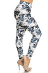 Plus Size Floral Print, Full Length Leggings In A Slim Fitting Style With A Banded High Waist