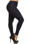 Plus Size Houndstooth Graphic Print, Full Length Leggings In A Slim Fitting Style With A Banded High Waist
