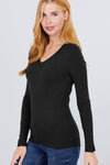 V-neck Sweater W/rivet Button