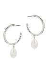 Fashion Open Hoop And Fresh Water Pearl Drop Earring