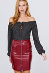 Pu Leather Mini Skirt W/zipper