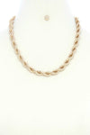Twist Chain Simple Short Metal Necklace Earring Set
