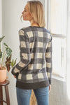 Plaid V Neck Long-sleeved Top