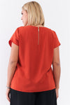 Plus Tangerine Orange Short Sleeve Loose Fit Top