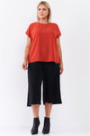 Plus Tangerine Orange Short Sleeve Loose Fit Top