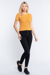 Short Slv Crew Neck Pointelle Sweater Top