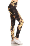 Yoga Style Banded Lined Tie Dye Print, Full Length Leggings In A Slim Fitting Style With A Banded High Waist.