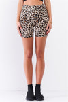 Leopard Print High Waisted Fitted Yoga Biker Shorts