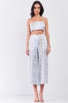 Silky Snake Print Sleeveless Crop Top & High Waist Flare Bottom Pants Set