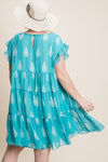 Plus Size Hi-multi Chiffon Printed Tiered Swing Dress