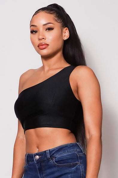 Sleeveless One Shoulder Bustier Crop Top