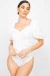 Front-ruched Lace Bodysuit (woven)
