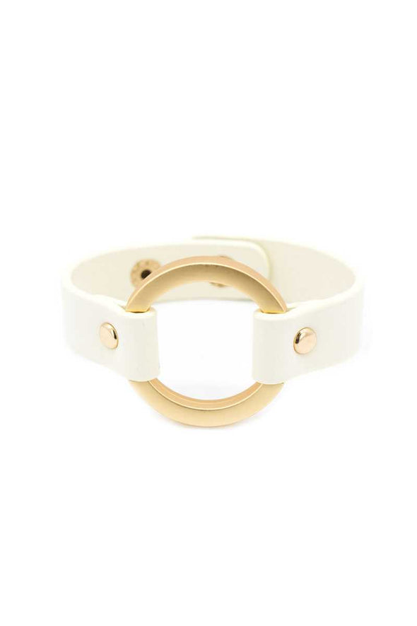 Faux Leather Round Ring Bracelet