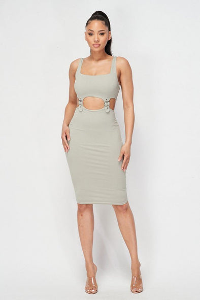 Cut-out Buckle Detail Bodycon Dress