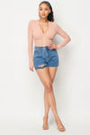 Fishnet Sheer Mesh Back Deep V Neck Bodysuit