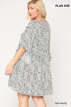 Dot Print Tiered Ruffle Sleeve Dress With Pockets