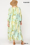 Tie Dye Multi Color Printed Maxi Dress With Lace Up