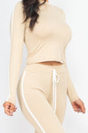Side Striped Crop Top And Leggings Set