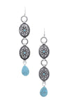 Western Double Concho Turquoise Stone Drop Earring